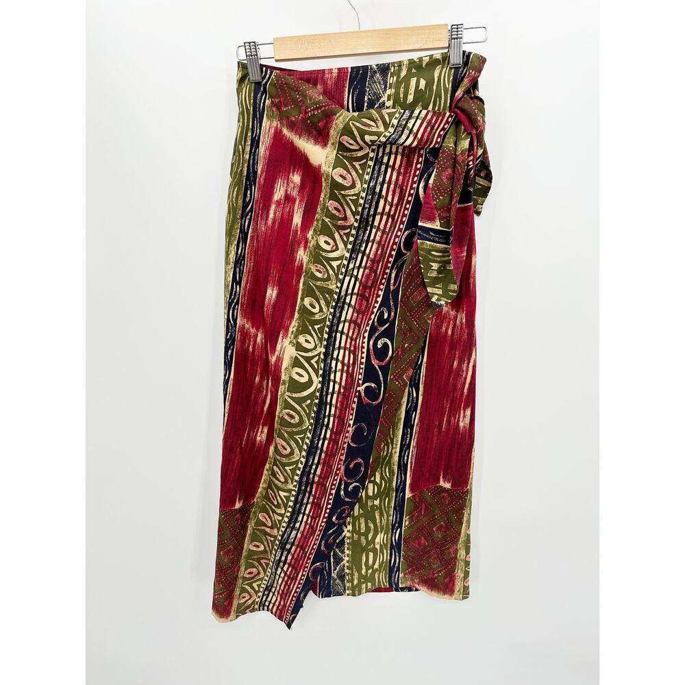 The Limited Women Printed Silk Wrap Skirt Size S Boho Hippie Resort Artsy Unique